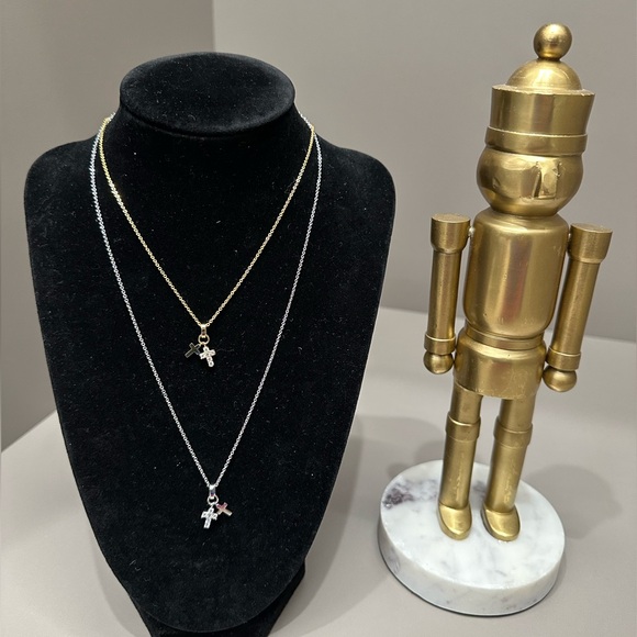 MINI CROSS NECKLACE GOLD FILLED ADJUSTABLE CHAIN NIB